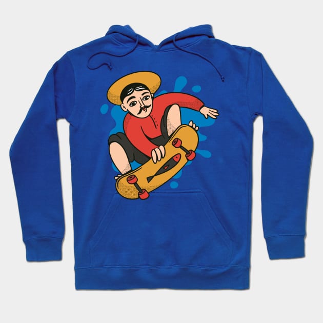 Funny Fisherman in a Red Shirt Skateboarding // Fine Art Parody Hoodie by SLAG_Creative